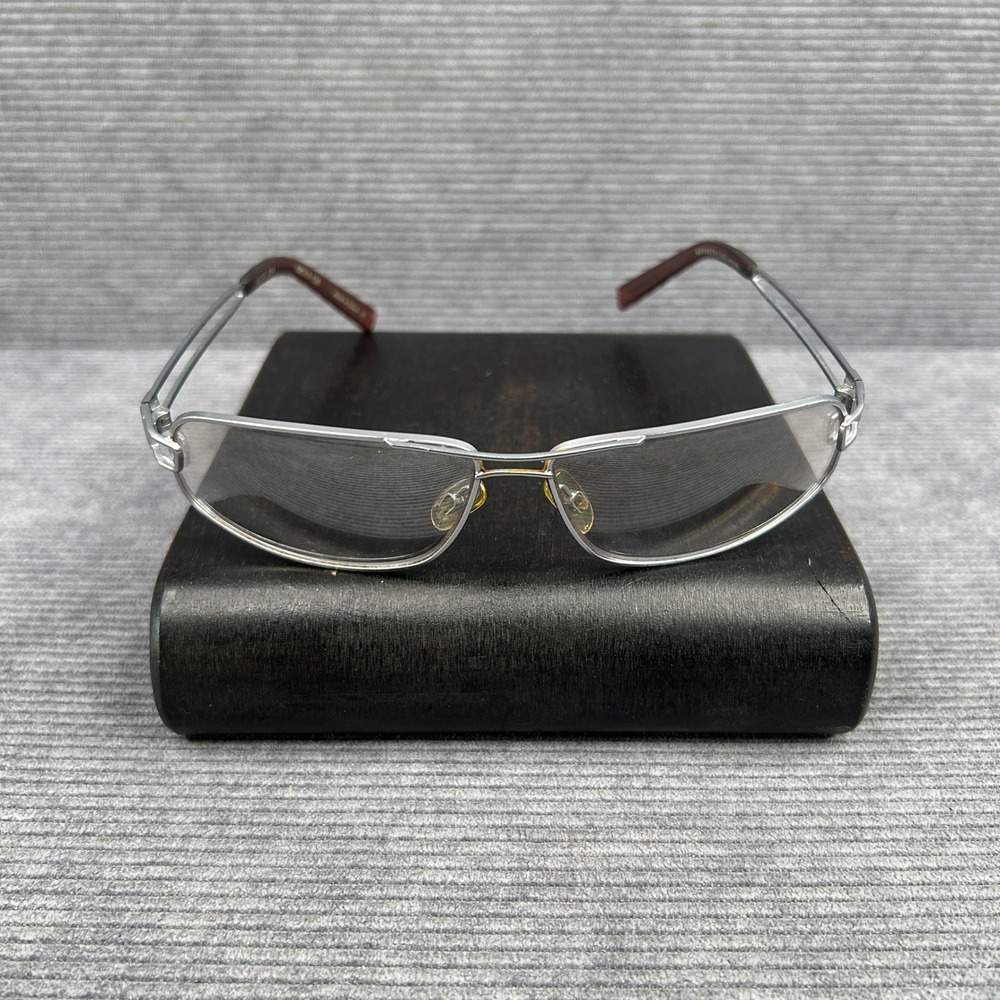 Kenneth Cole KC001 854 Silver Brown Rectangle y2k Eyeglasses Frames 62-13-135